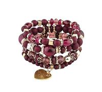 Generisch Qué dignidad hacer pulseras apilables pulseras de perlas para mujer y hombre elástico multicapa conjunto de joyas multicolor reloj de pulsera grande, talla única, Cristal, No es una piedra