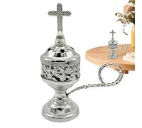 Generisch Quemador de incienso en forma de cruz - Hierro 4,13 x 4,13 x 3,9 pulgadas | Soporte de aromaterapia de metal con diseño | Quemador de incienso para yoga, meditación, spa, iglesia, decoración