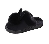 Generisch Rabbit Zapatos Fellige Winterschuh Damenohren Women Slippers 2025 Damen Hausschuhe Fflauschig Weihnachts Filzpantoffeln, Negro , 38 EU