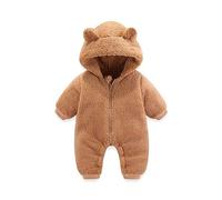 Generisch Recién Nacido Bebé Niños Niñas Traje De Nieve Abrigo De Invierno Sólido Cálido Forro Polar Con Grueso Mameluco Mono Trajes, café, 3-6/66