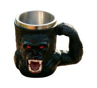 Generisch Red Eye Tankard, Monkey Coffee Mug, 500 ml novelty drinkware with stainless steel interior, Sculpted Resin Beverage Cup, Fantasy, Whisky Tea Holder for Camping Parties