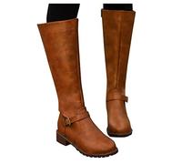 Generisch Reißverschluss warm Vintage- Frauen halten Zehen Stiefel Runde Schuhe Schuhe Herren, amarillo, 37 EU