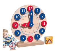 Generisch Reloj de aprendizaje para niños - Reloj analógico de madera, reloj de práctica y demostración con 18 tarjetas, promueve la comprensión del tiempo y la diversión de aprendizaje, perfecto para
