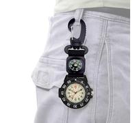 Generisch Reloj de brújula para hombre - Reloj unisex con mosquetón para senderismo, equipo de visión nocturna, reloj de bolsillo para exteriores con clip, reloj deportivo multifuncional, escalada