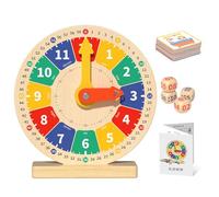 Generisch Reloj de juguete | juguete educativo de madera para aprender habilidades matemáticas | Reloj de aprendizaje para niños a partir de 3 años - para niñas, habitación infantil, aula, preescolar