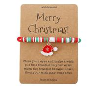 Generisch Reloj de pulsera con pulsómetro, hecho a mano, bonito Papá Noel, de cerámica, pulsera de plata, talla única, Plástico, No es una piedra preciosa