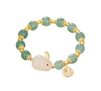 Generisch Reloj de pulsera marítimo de oro natural rama jade para mujer, ramas doradas y hojas de jade, pulsera de doble capa, pulsera para correr, talla única, Plástico, No es una piedra preciosa