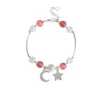 Generisch Reloj de pulsera negro Star Moon Bracelet for Women Moon Stone Beaded Bracelet Opal Glaze Bracelet Moon Planet Bracelet Handmade Jewelry for Women Armband für Damen Letra N, talla única,