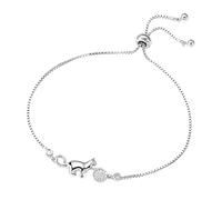 Generisch Reloj de pulsera para hombre, movimiento de cuarzo, plata de ley, diseño de gato y pulsera de dijes, pulsera brillante para mascotas, gato, pulsera con cordón de diseño, pulsera con anillo