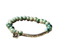 Generisch Reloj de pulsera plano con forma de metal para mujer cosida pulsera de rosas, talla única, Ceramics, No es una piedra preciosa