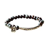 Generisch Reloj de pulsera plano con forma de metal para mujer cosida pulsera de rosas, talla única, Ceramics, No es una piedra preciosa