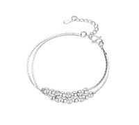 Generisch Reloj de pulsera turquesa de doble capa, con cuentas redondas, diseño de doble capa, combinando moda y mostrando pulseras de deseos, talla única, Aleación de cinc, No es una piedra preciosa