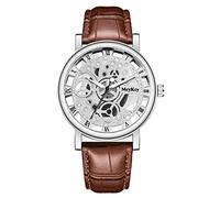 Generisch Reloj digital para mujer, reloj de cuarzo digital para hombre, imitación hueca inferior, reloj mecánico, reloj de cinturón, reloj deportivo, aprendizaje, plata, talla única