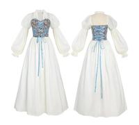 Generisch Renaissance-für Damen,Renaissance-für Damen,Victorian er mit hoher Taille und Abulffärmn - Hexenmit U-förmigem Ausschnitt für
