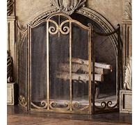 Generisch Repisa de chimenea de latón antiguo, resistente al calor, antichispas para hornos de llamas y fuegos de carbón, 114 x 90 cm