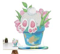 Generisch Rhinestone Desk Bunny, Easter Home Decor, Spring Gem Art, Artesanía de Rhinestone Craft, Stunning Easter Centerpiece, Perfect for Living Room, Office or Holiday Displays, Multicolor