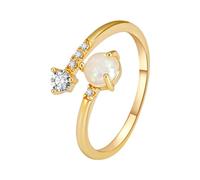 Generisch Ringe Leuchtend Diamantbesetzter zarter Temperament-Opalring für Damen mit kaltem Wind, schlichte Persönlichkeit, Zeigefingerring Fitness Ringe Mit Kugeln, Einheitsgröße, Copper, Sin piedras