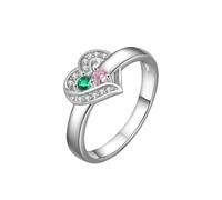 Generisch Ringelordner 12 Color Birthstone Heart Ring Engraved DIY Family Name Ring Mother's Day Ringe Echt Silber 925 Set, F, Copper, Sin piedras preciosas