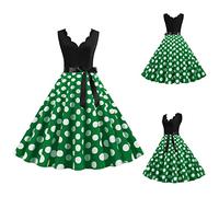 Generisch Rockabilly Vestidos para mujer de los años 50, Rockabilly Dot 60, vestido de cóctel vintage, vestido rojo con lunares blancos, disfraz festivo para invitados de boda