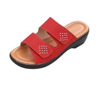Generisch Rolling Soft Zapatos Mujer Negro Zapatillas de Exterior Tacón de Cuña Ligero Zapatos Romanos Boca de Pescado Una Palabra Zapatillas Casual Zapatillas de Deporte para Mujer Zapatos, rojo, 37