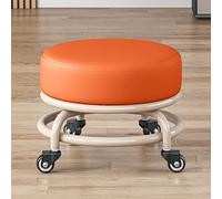 Generisch Rolling Stool with Wheels - Low Leather Beauty Seat for Home and Garage - Short Rolling Chair with Universal Casters - Ergonomic Design for Easy Mobility