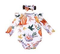 Generisch Ropa de bebé, disfraz de Halloween, conjunto de ropa de bebé, body de manga larga, pelele + diadema para recién nacidos, juego suave para bebés My First Halloween, 1-18 meses (blanco, 12-18