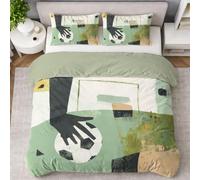 Generisch Ropa de cama de 135 x 200 cm, diseño abstracto de fútbol, juego de 2 piezas, dinámico, deportista, campo deportivo, con cremallera, microfibra suave, para niños y adultos, funda nórdica