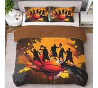 Generisch Ropa de cama de baloncesto callejero de 135 x 200 cm, 2 piezas, juego de funda nórdica dinámica de baloncesto, deportista, graffiti, suave microfibra, reversible, con 1 funda de almohada