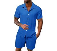 Generisch Ropa de invierno para hombre, ocio, deporte, cómoda, transpirable, absorbente del sudor, pantalones cortos de manga corta, conjunto de dos piezas, abrigo occidental para hombre, Bu2., XXL
