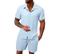 Generisch Ropa de invierno para hombre, ocio, deporte, cómoda, transpirable, absorbente del sudor, pantalones cortos de manga corta, conjunto de dos piezas, abrigo occidental para hombre, BU1, XL
