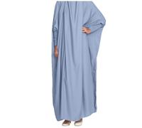 Generisch Ropa de oración Mujeres Islam Con Pañuelo Mujer Musulmana Oración Musulmana Gasa Vestido Abierto Abaya Dubai Turquía Kaftan Ramadán Islámico Eid Mubarak Robe Con Hijab Ropa Islámica, O Sky