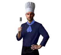 Generisch Ropa de trabajo para hombre para chefs de catering, estilo casual, ropa de diario, camisa de manga larga, perfecta para el trabajo y el ocio, azul, 3XL