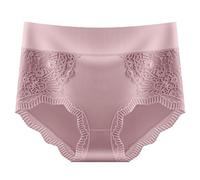 Generisch Ropa interior de encaje para mujer, de algodón, talla grande, transpirable, cintura invisible, Rosa., L