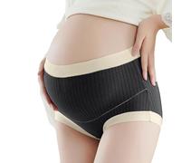 Generisch Ropa interior de maternidad elástica sin costuras, con cintura de sujeción óptima para semanas de embarazo desde principios hasta tardíos Panties, Negro , M
