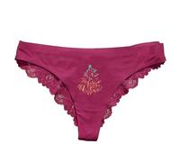 Generisch Ropa interior de seda navideña para mujer, transpirable, algodón puro en la entrepierna de encaje, rojo, L