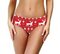 Generisch Ropa interior estampada de Navidad para mujer, pantalones cortos de dibujos animados, ropa interior impresa digital, Blanco, S