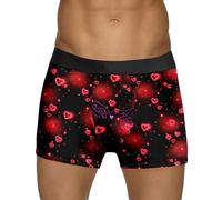 Generisch Ropa interior estampada para hombre con diseño de San Valentín burbujas rojas especial rosa amor altura media cintura transpirable cómoda ideal para ocasiones festivas, Negro , XXL