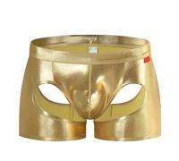 Generisch Ropa interior exótica para hombre en forma de T con doble corte abierto, ropa interior de malla a juego inferior para seductores, dorado, S