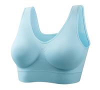 Generisch Ropa interior grande sin anillo de acero, sujetador fino, ropa interior deportiva de yoga, sin encuadernación, azul claro, M