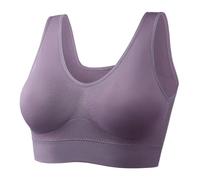 Generisch Ropa interior grande sin anillo de acero, sujetador fino, ropa interior deportiva de yoga, sin encuadernación, morado, L
