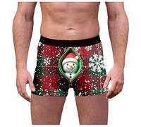 Generisch Ropa interior masculina para el día de Navidad con estampado de cuadros con estampado divertido slip de cintura media ajuste cómodo alegría festiva, Vino C7 Panties, L