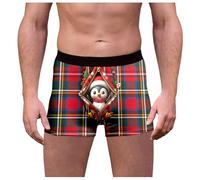 Generisch Ropa interior masculina para el día de Navidad con estampado de cuadros con estampado divertido slip de cintura media ajuste cómodo alegría festiva, Vino C11 Panties, 3XL