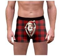 Generisch Ropa interior masculina para el día de Navidad con estampado de cuadros con estampado divertido slip de cintura media ajuste cómodo alegría festiva, Vino C4 Panties, M