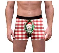 Generisch Ropa interior masculina para el día de Navidad con estampado de cuadros con estampado divertido slip de cintura media ajuste cómodo alegría festiva, Panties C6-rosa, 3XL