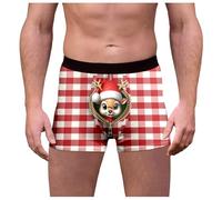 Generisch Ropa interior masculina para el día de Navidad con estampado de cuadros con estampado divertido slip de cintura media ajuste cómodo alegría festiva, Panties C15-rosa, XL