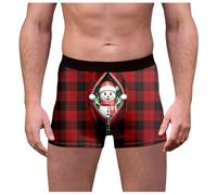 Generisch Ropa interior masculina para el día de Navidad con estampado de cuadros con estampado divertido slip de cintura media ajuste cómodo alegría festiva, Panties C1-rojo, 3XL