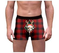 Generisch Ropa interior masculina para el día de Navidad con estampado de cuadros con estampado divertido slip de cintura media ajuste cómodo alegría festiva, Panties C5-rojo, XL