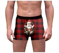 Generisch Ropa interior masculina para el día de Navidad con estampado de cuadros con estampado divertido slip de cintura media ajuste cómodo alegría festiva, Panties C19-rojo, 3XL