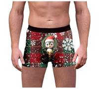 Generisch Ropa interior masculina para el día de Navidad con estampado de cuadros con estampado divertido slip de cintura media ajuste cómodo alegría festiva, Panties C2-verde, 4XL