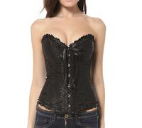 Generisch Ropa interior nupcial Boda Bordado Top Plus Size Corpiño con Forma de Pierna, Negro , M